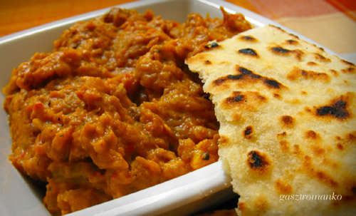 Padlizsánkrém naan kenyérrel recept